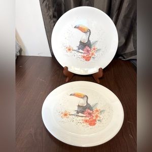 Royal Worcester Toucan Wrendale Designs By Hannah Dale 8” Coupe Plate set